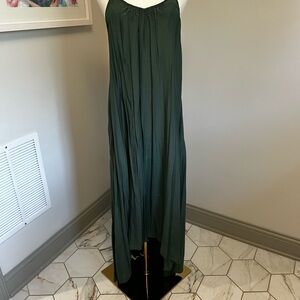 Elegant Olive Green High-Low Maxi Dress
